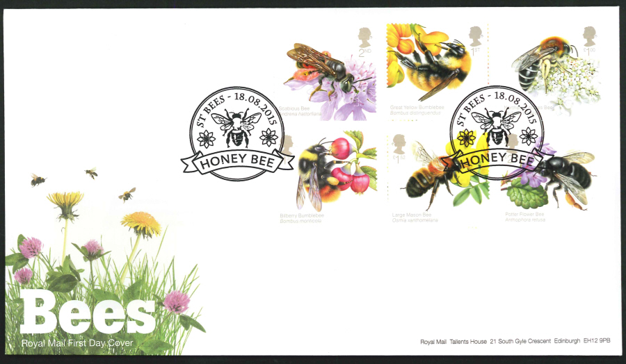 2015 Bees Set First Day Cover, Honey Bee / St. Bees Postmark - Click Image to Close